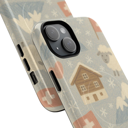 Swiss Chalet Sheep Pattern Tough MagSafe iPhone Case