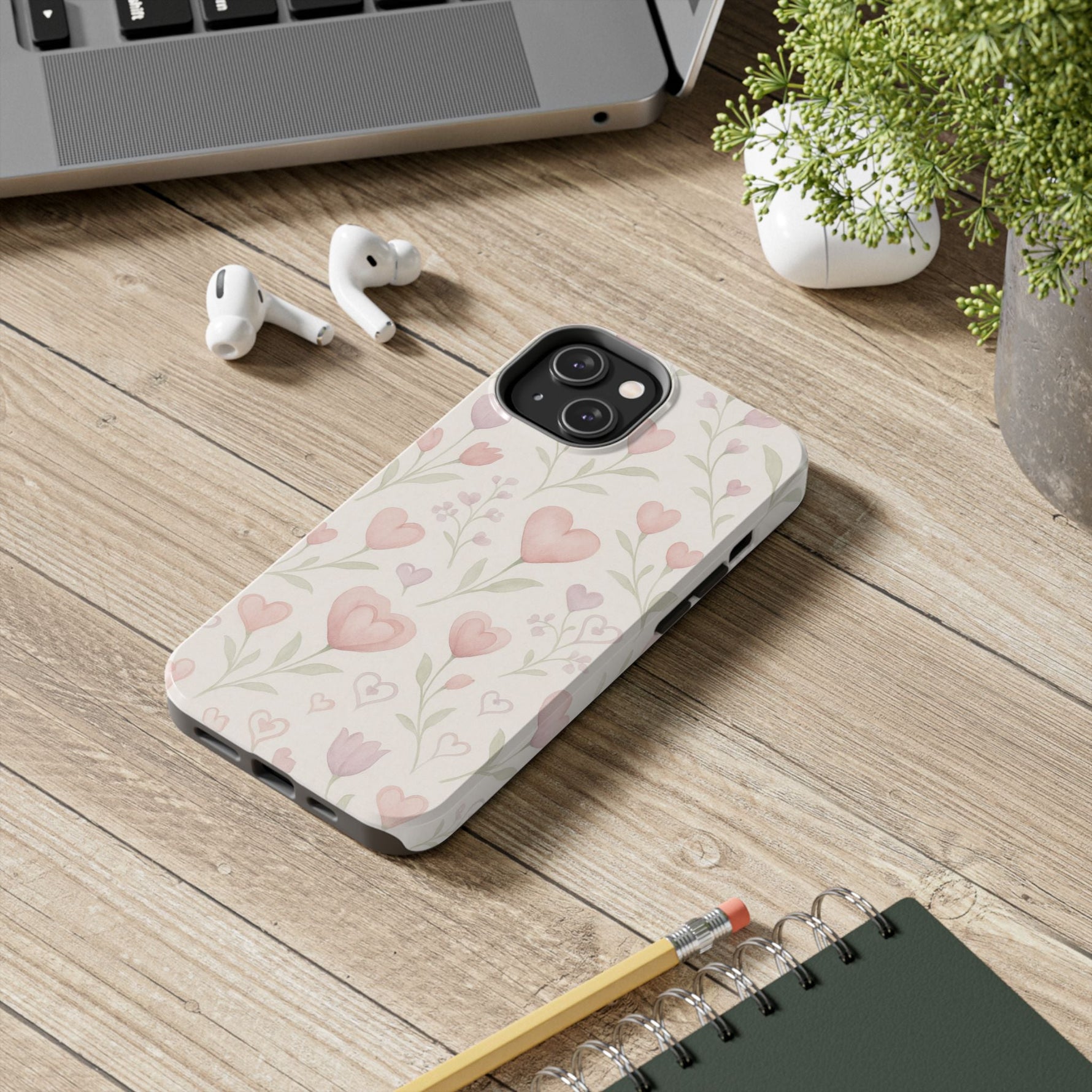 Pink Watercolor Heart Floral Pattern | Tough Impact Phone Case  Shamo's