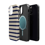 Navy & Cream Ribbed Holiday Sweater Design iPhone Case with MagSafe compatibility  Shamo's