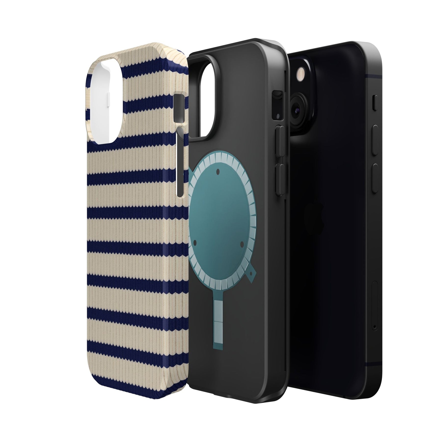 Navy & Cream Ribbed Holiday Sweater Design iPhone Case with MagSafe compatibility  Shamo's
