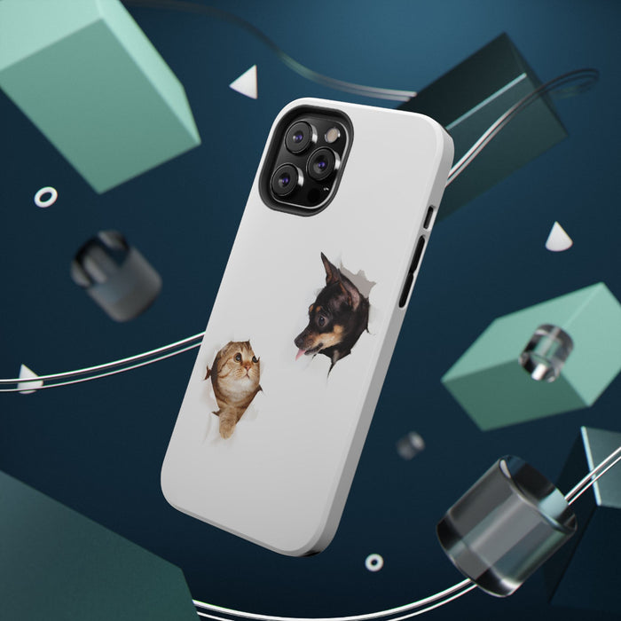 Impact-Resistant Cases with a cat and a dog