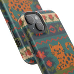 Cozy Knit Leopard Pattern Sweater Holiday Theme iPhone Case with MagSafe compatibility  Shamo's