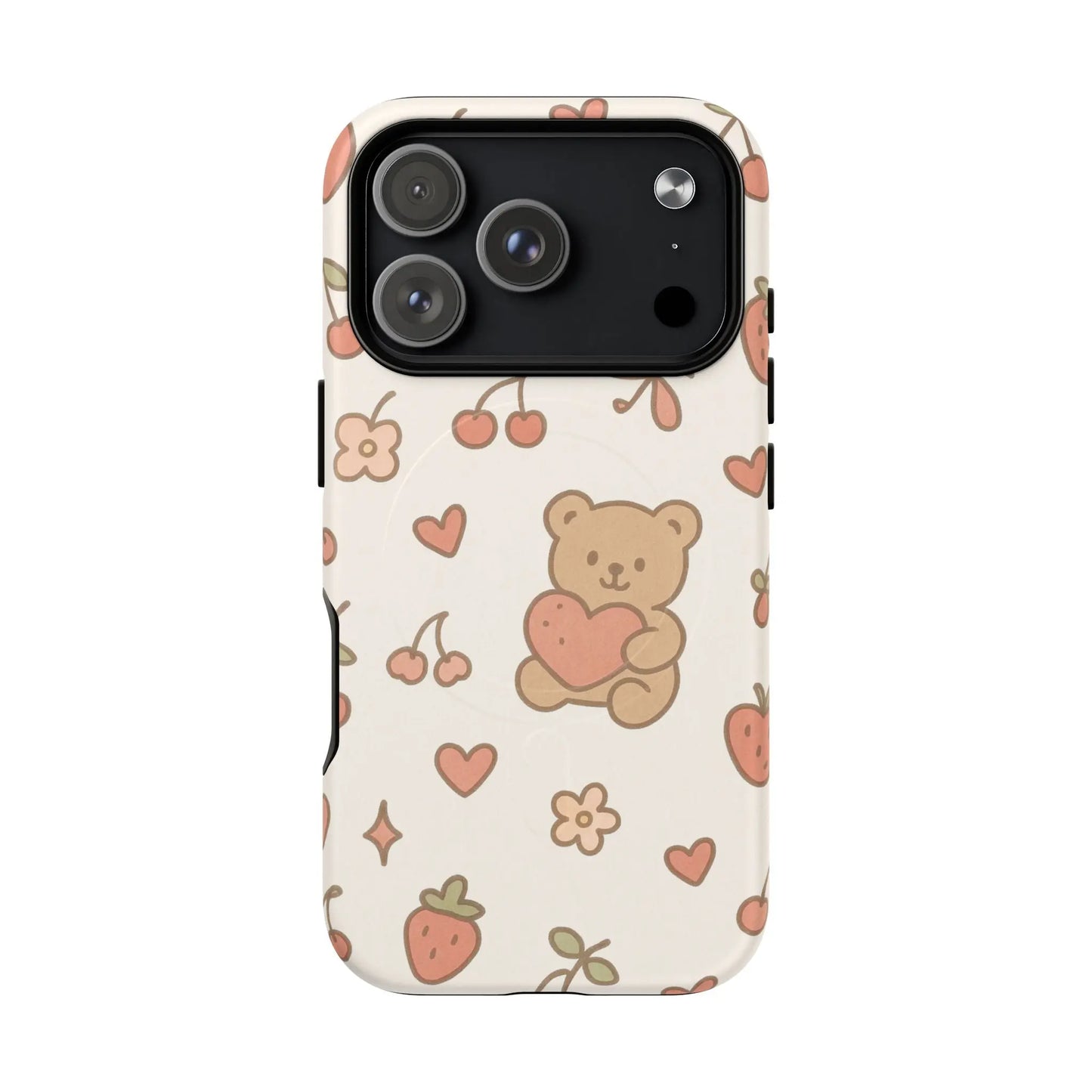 Teddy Berry Cozy Strawberry Pattern iPhone Case with MagSafe - Shamo's