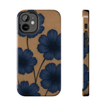 Navy Floral Tough iPhone Case — Durable Protective Case with Blue Flowers on Kraft Background  Shamo's iPhone 12 Mini