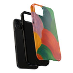 Abstract Color Wave Tough Phone Case — Bold Orange & Green Protective Phone Cover  Shamo's
