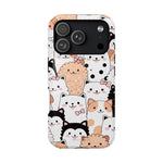 Cute Cartoon Cats & Puppies Phone Case with MagSafe Compatibility