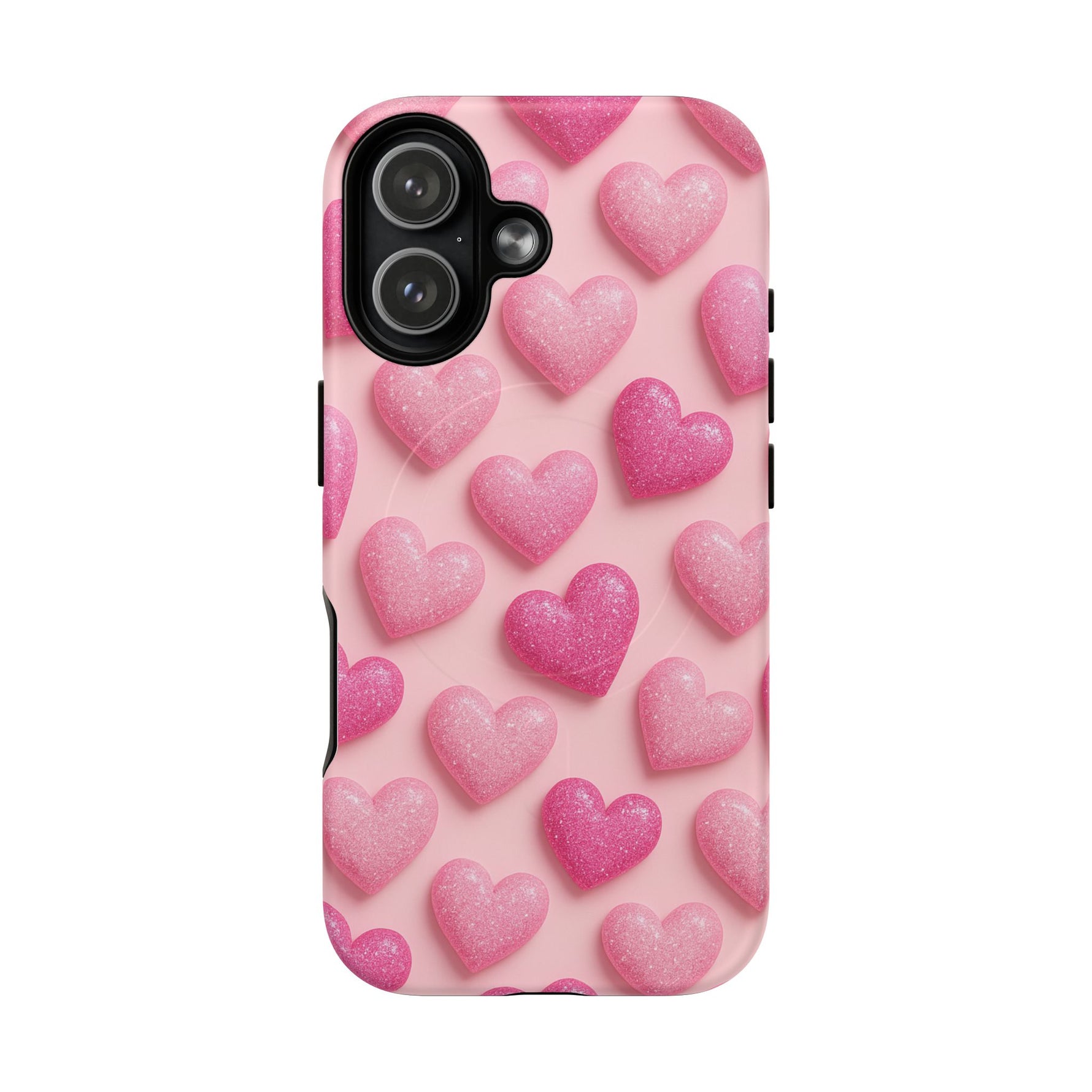 Barbiecore Glitter Hearts iPhone Case | MagSafe - Shamo's