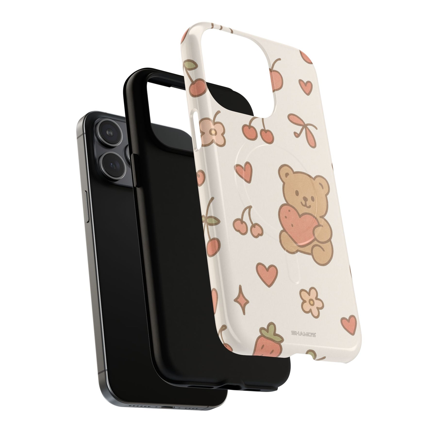 Teddy Berry Cozy Strawberry Pattern iPhone Case with MagSafe
