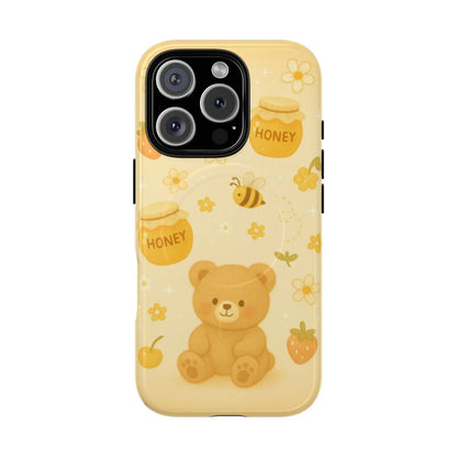 Cute Honey Teddy Bear iPhone Case — Yellow Bee & Honey Pot Design with MagSafe - Shamo's