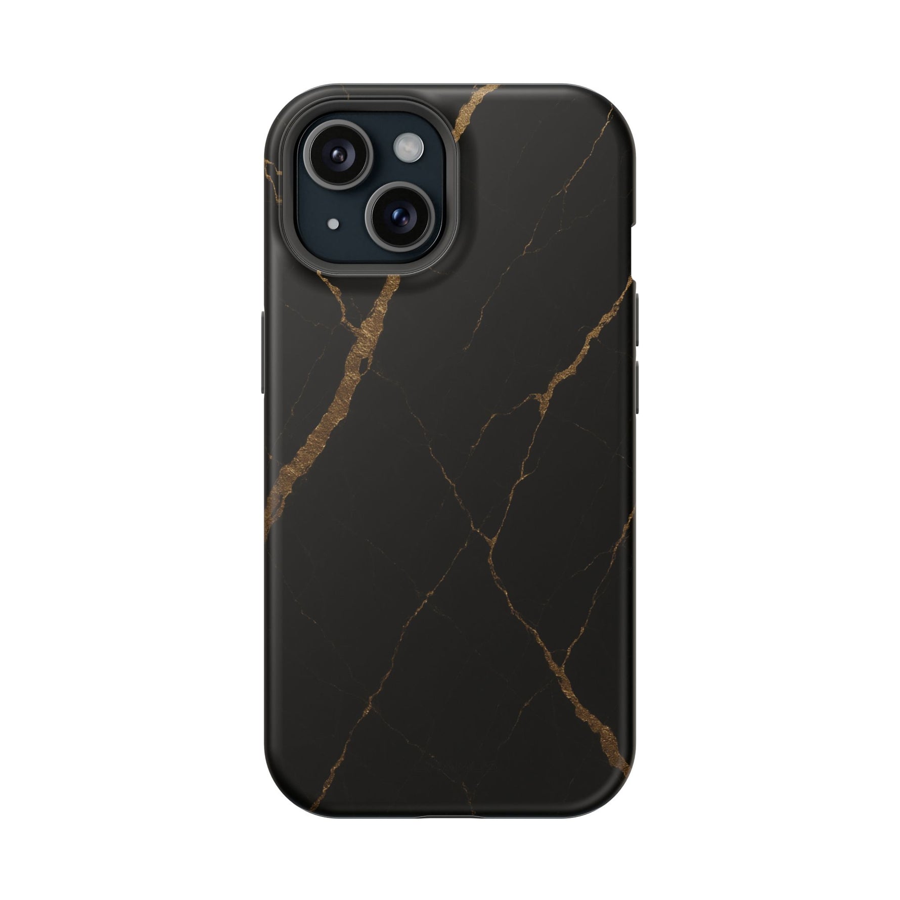 Black & Gold Marble iPhone Case with MagSafe - iPhone 15 / Matte - Shamo's