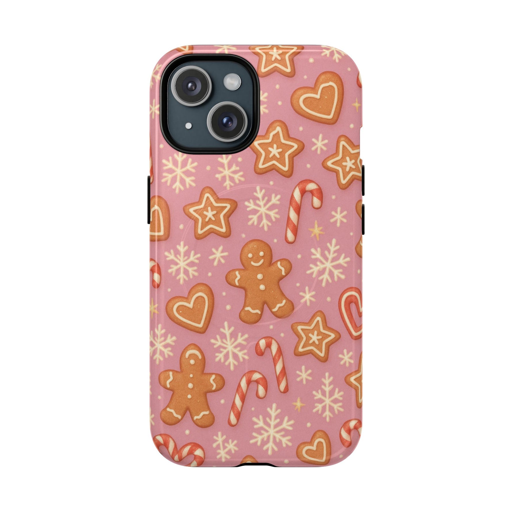 Pink Gingerbread Holiday iPhone Case with MagSafe compatibility - Shamo's