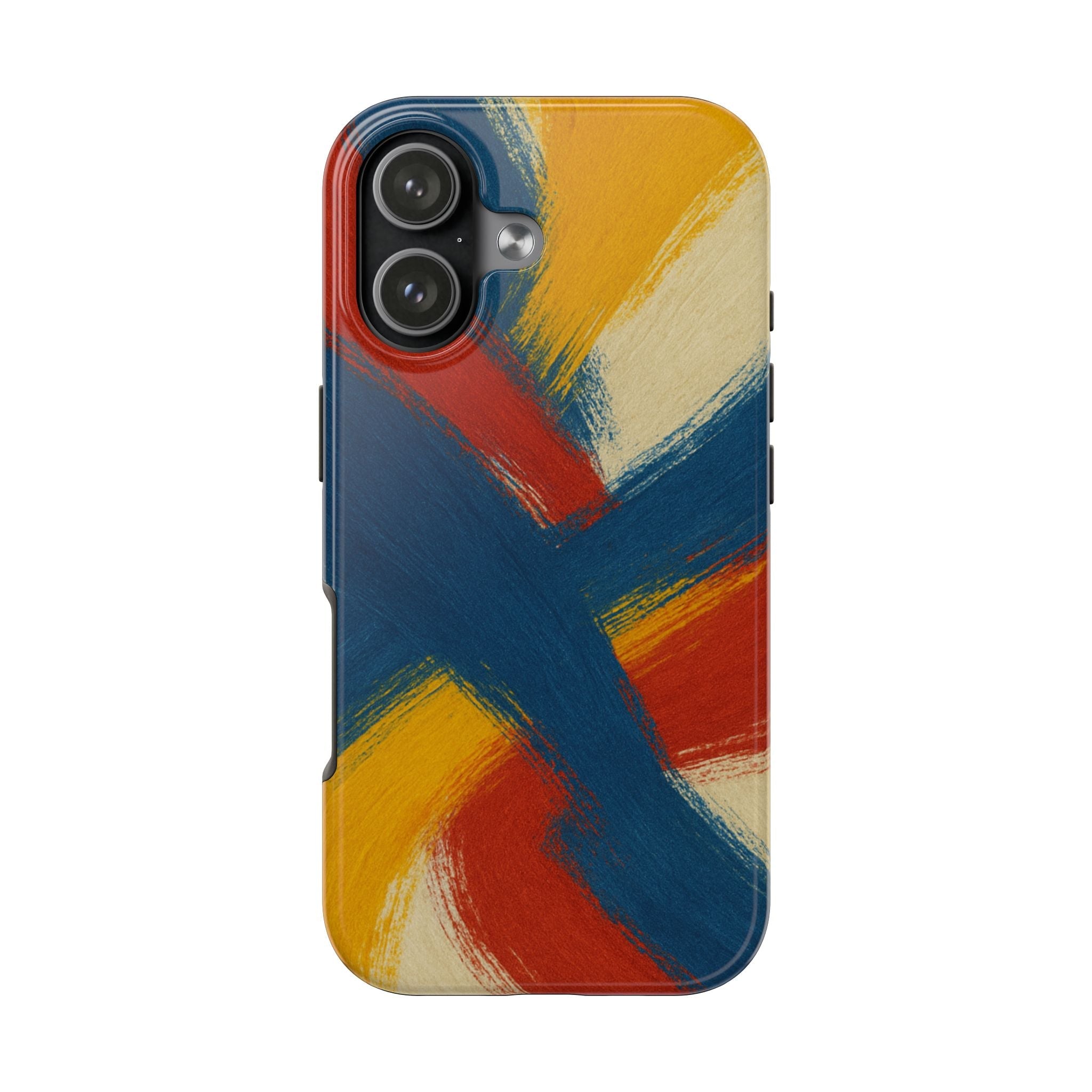Abstract Brushstroke Tough Phone Case — Colorful Red, Blue & Yellow Protective Cover  Shamo's iPhone 17 Pro Max