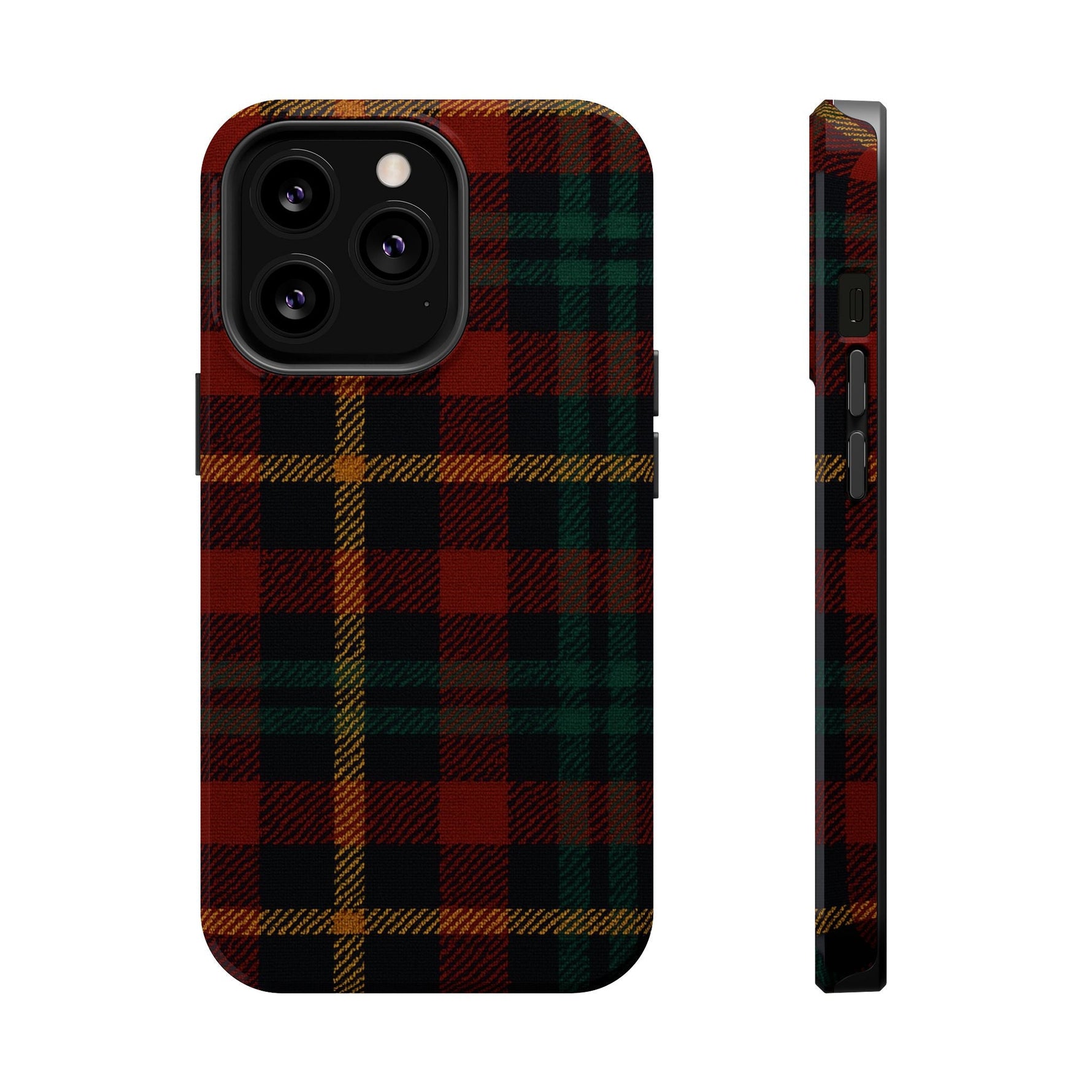 Plaid Impact-Resistant iPhone Case — Red Green Tartan Holiday Theme with MagSafe  Shamo's iPhone 13 Pro / Glossy