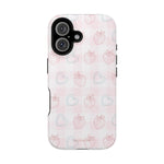 Strawberry Hearts MagSafe Compatible Phone Case | 'Paint it your way' Pink Plaid Impact-Resistant