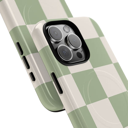Sage Checkerboard Tough iPhone Case - Compatible with MagSafe