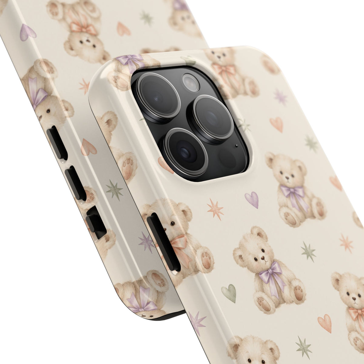 Cute Pastel Bear Impact Phone Case | Heart & Star Kawaii Pattern