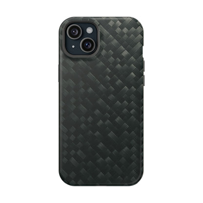 Dark Carbon Fiber Texture Magnetic Impact-Resistant iPhone Case | MagSafe compatible  Shamo's iPhone 15 Plus / Matte