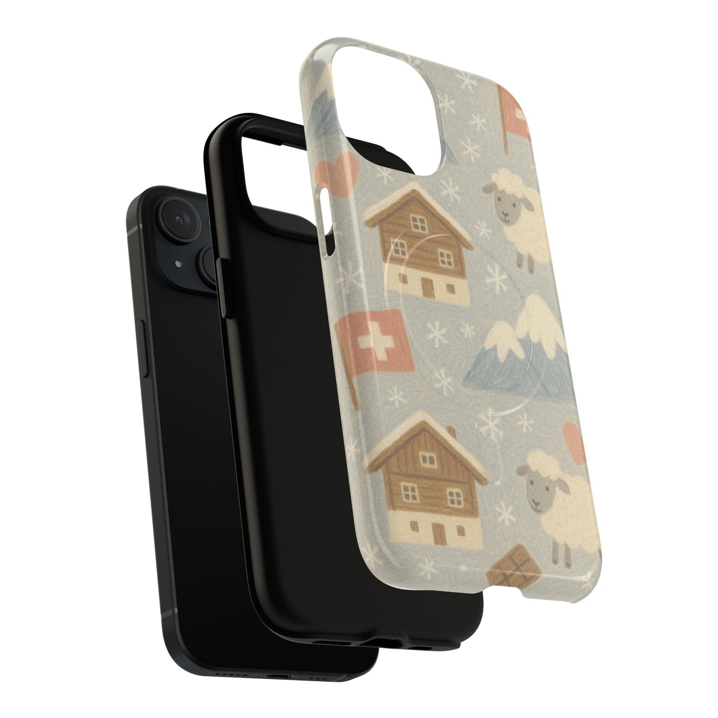 Swiss Chalet Sheep Pattern Tough MagSafe iPhone Case