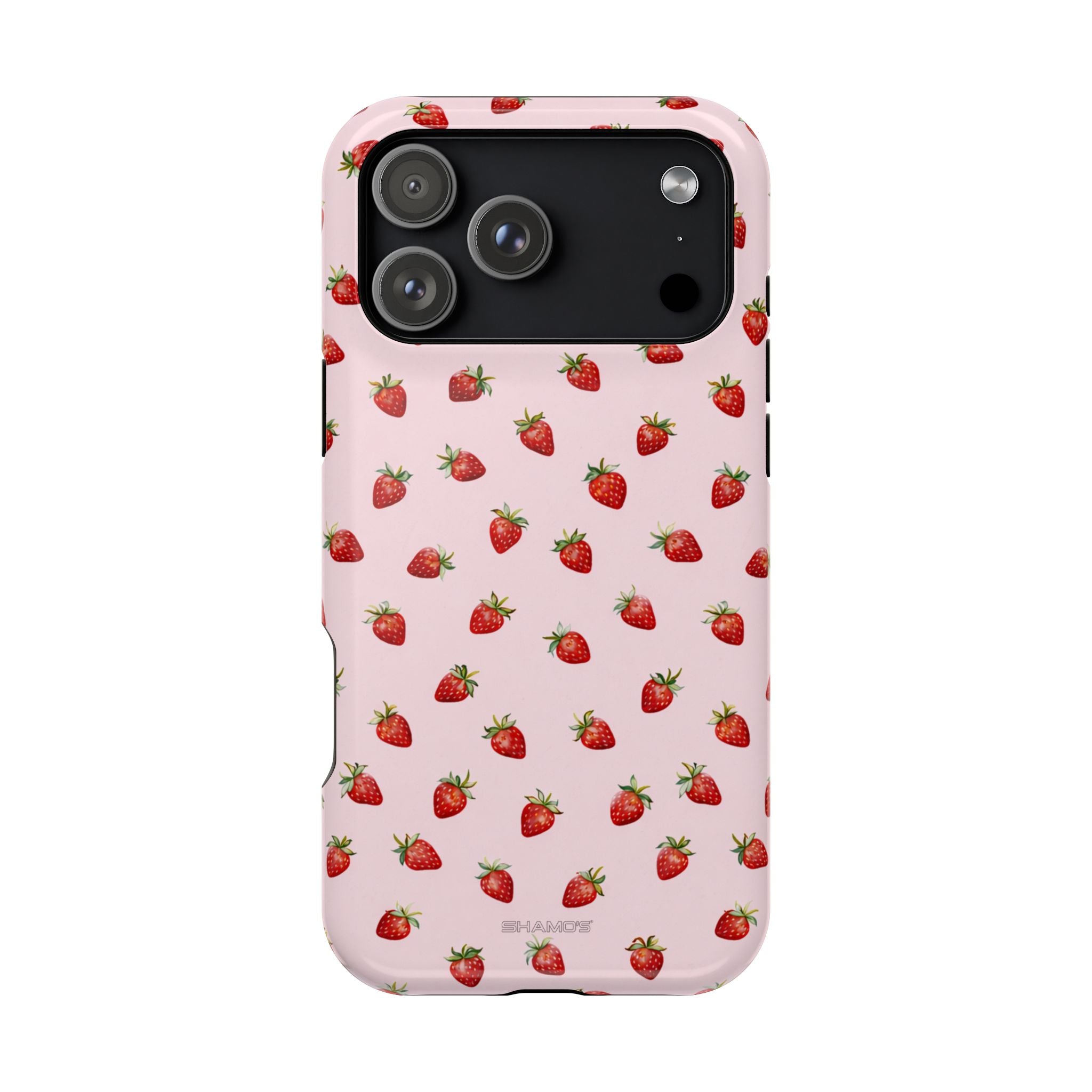 Strawberry Pattern Magnetic Impact-Resistant Phone Case with MagSafe Compatibility