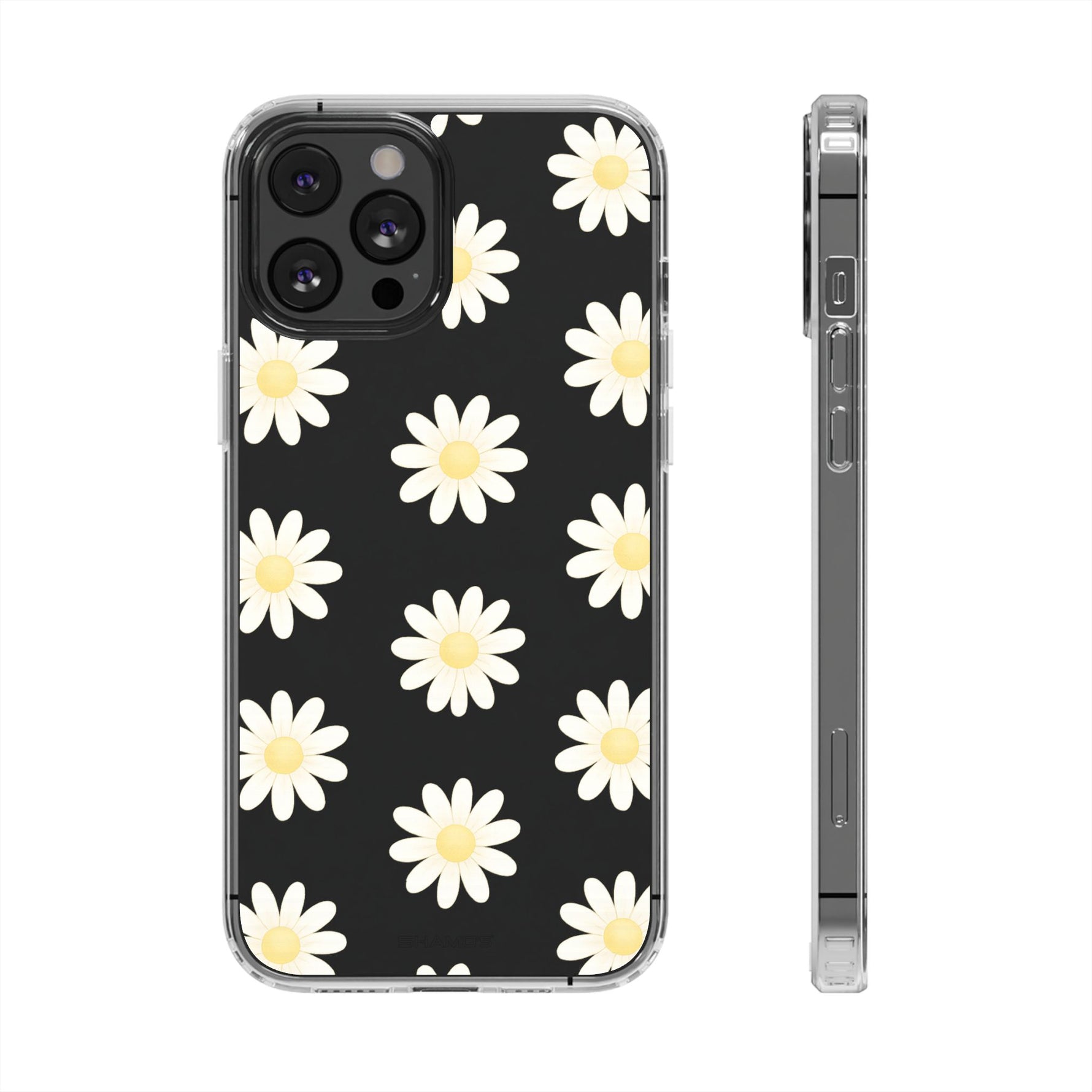 Clear Daisy Floral Phone Case, Impact-Resistant, Anti-Yellowing, Camera & Screen Protection - iPhone 12 Pro Max / Without gift packaging - Shamo's