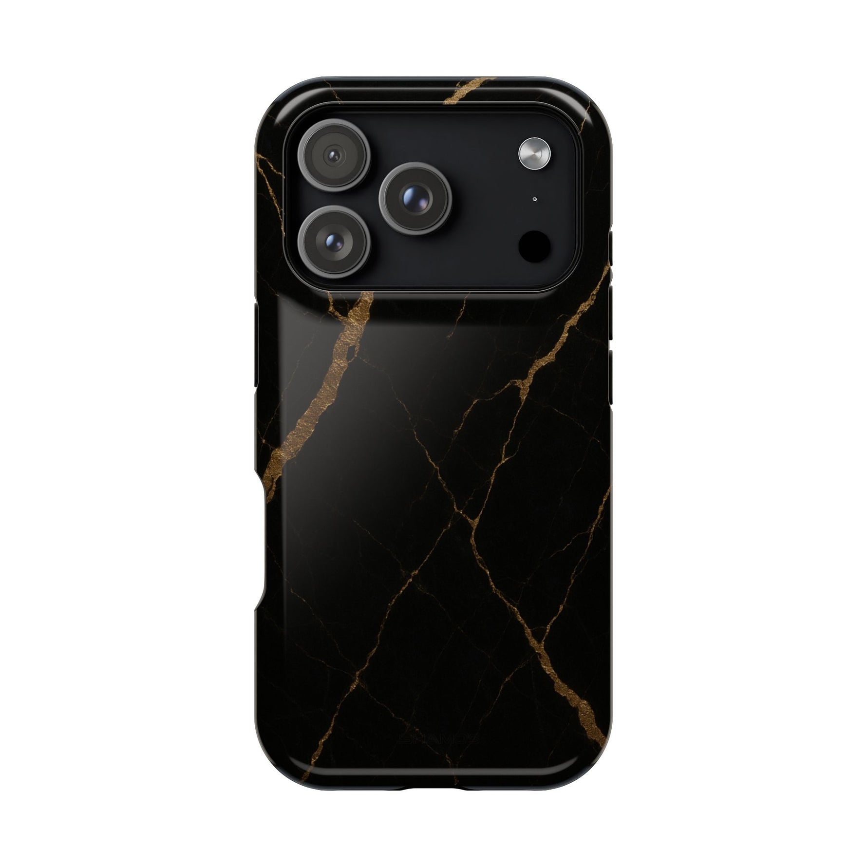Black & Gold Marble iPhone Case with MagSafe - iPhone 17 Pro / Glossy - Shamo's