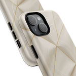 Beige Gold Geometric Luxury Series iPhone Case with MagSafe - Shamo's
