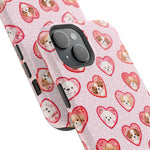 Pink Puppy Heart Pattern MagSafe Impact-Resistant iPhone Case, Valentine Phone Cover