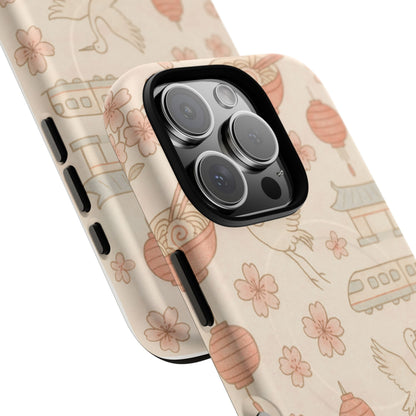 Japan Hand-Drawn Cherry Blossom iPhone Case with MagSafe