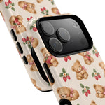 Teddy Berry Cozy Strawberry Pattern iPhone Case with MagSafe