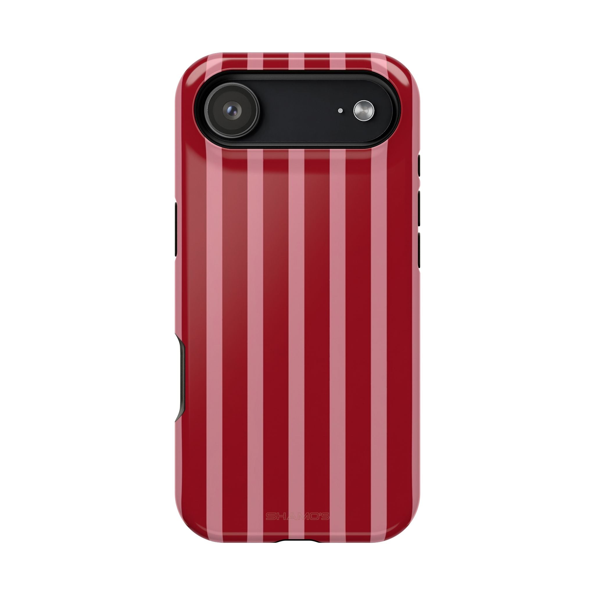 Red Burgundy Stripes Magnetic Impact-Resistant Phone Case | MagSafe Compatible - iPhone 17 Air / Glossy - Shamo's