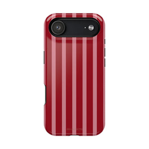 Red Burgundy Stripes Magnetic Impact-Resistant Phone Case | MagSafe Compatible - iPhone 17 Air / Glossy - Shamo's