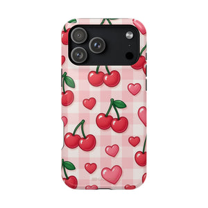 Y2K Cherries & Hearts iPhone Case | MagSafe - iPhone 17 Pro Max / Glossy - Shamo's