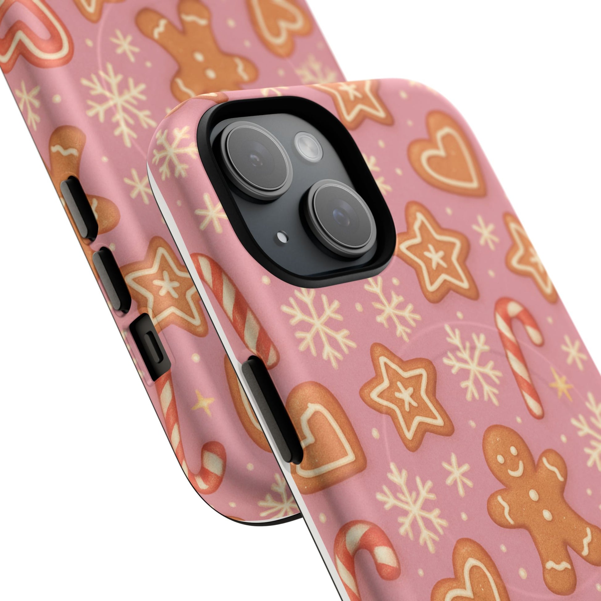 Pink Gingerbread Holiday iPhone Case with MagSafe compatibility - Shamo's
