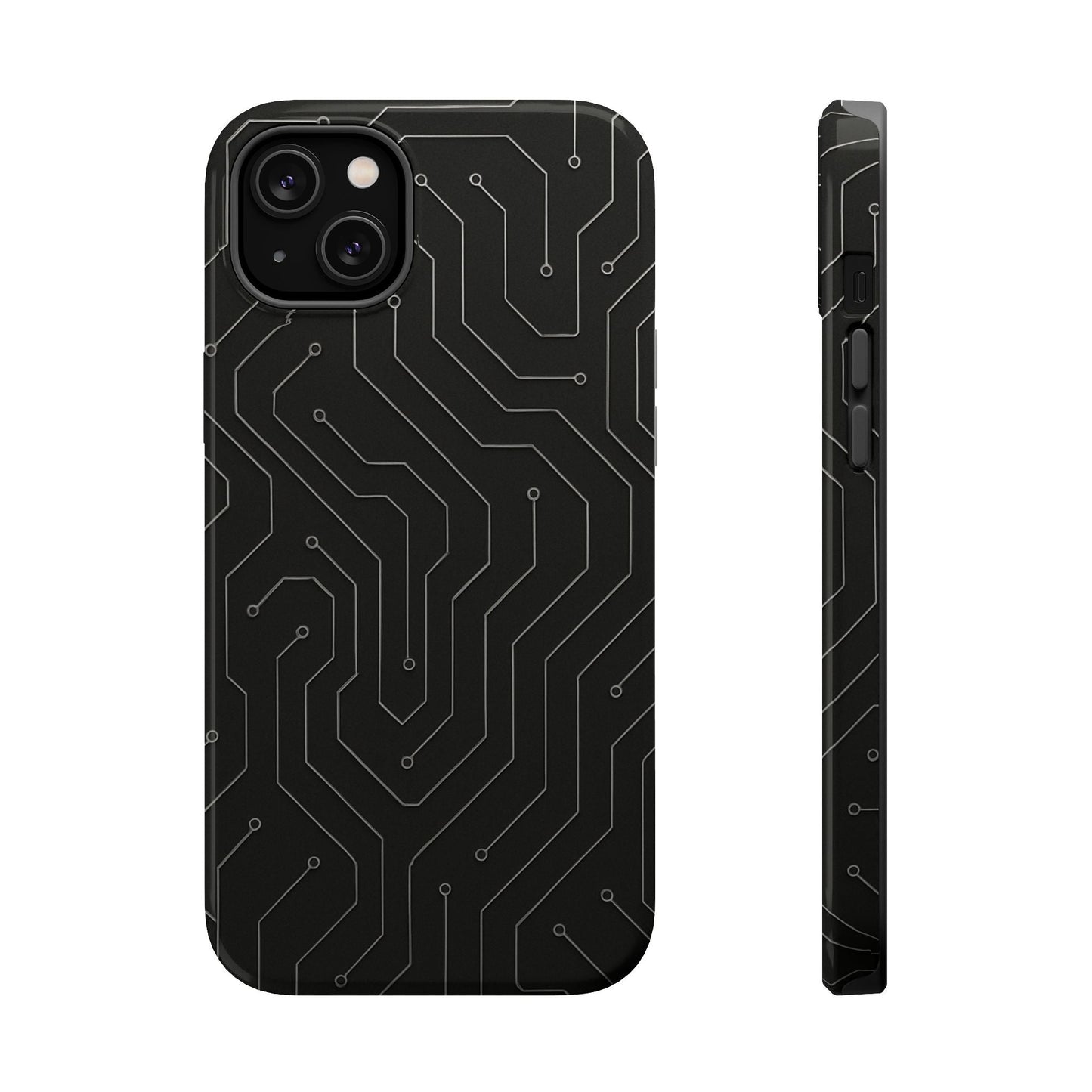 Black Circuit Board Design iPhone Case | MagSafe  Shamo's iPhone 14 Plus / Glossy