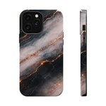 Marbled Black & Rose Gold Magnetic MagSafe Compatible Phone Case — Impact-Resistant