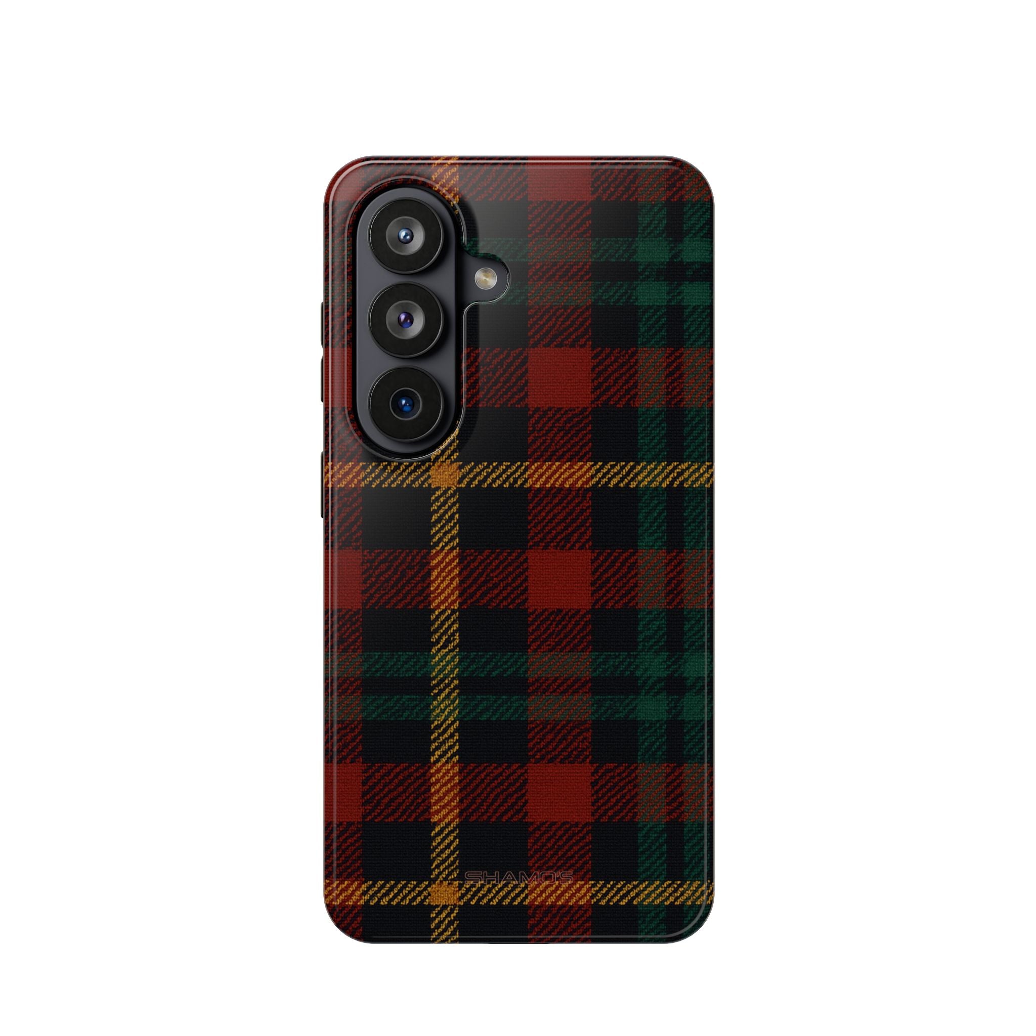 Plaid Impact-Resistant iPhone Case — Red Green Tartan Holiday Theme with MagSafe - Samsung Galaxy S26 / Glossy #samsung-galaxy-s26
