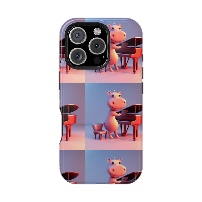 MagSafe Tough Cases with Tiny cute hippo playing a piano