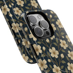 Navy Cherry Blossom Floral iPhone Case - Compatible with MagSafe - Shamo's