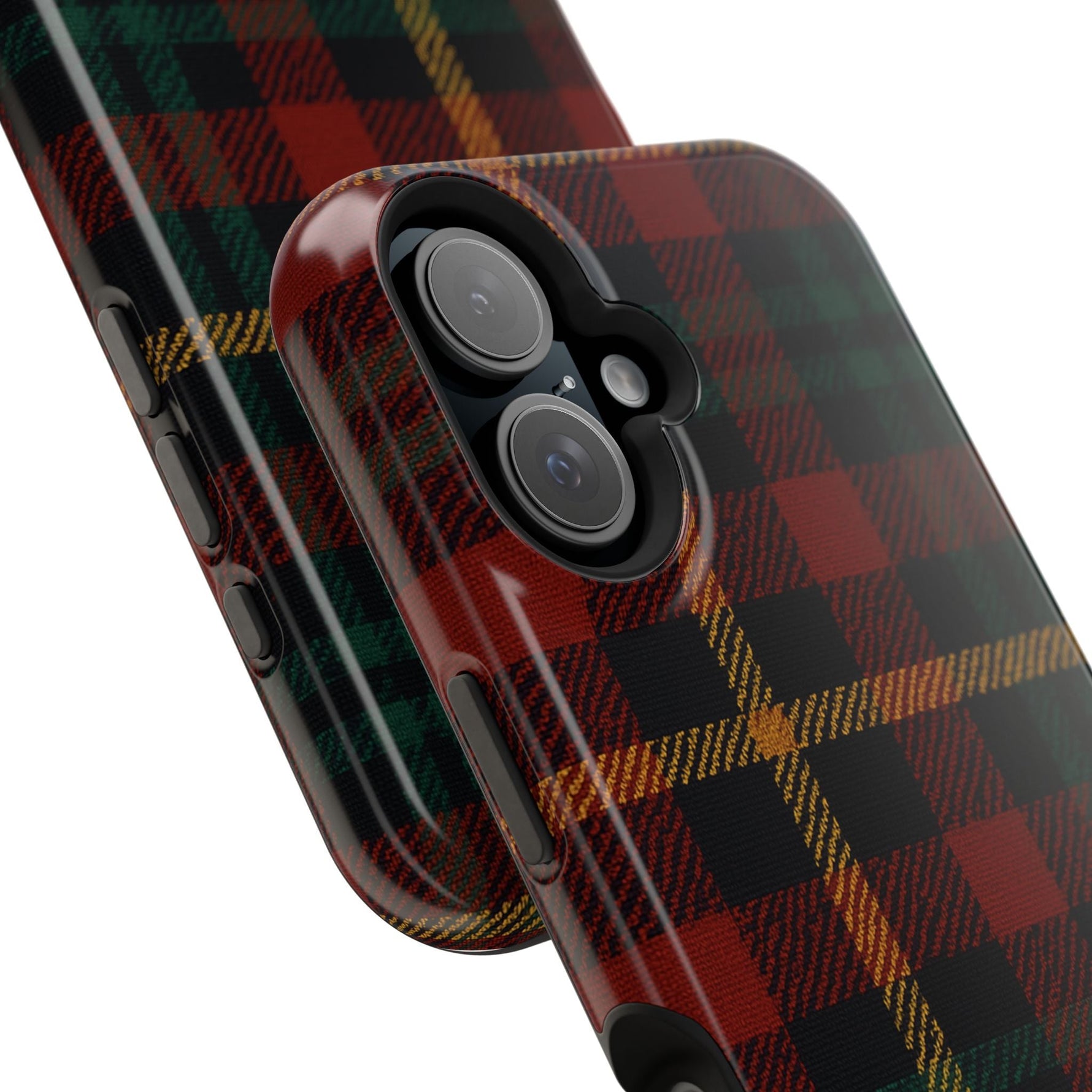 Plaid Impact-Resistant iPhone Case — Red Green Tartan Holiday Theme with MagSafe  Shamo's