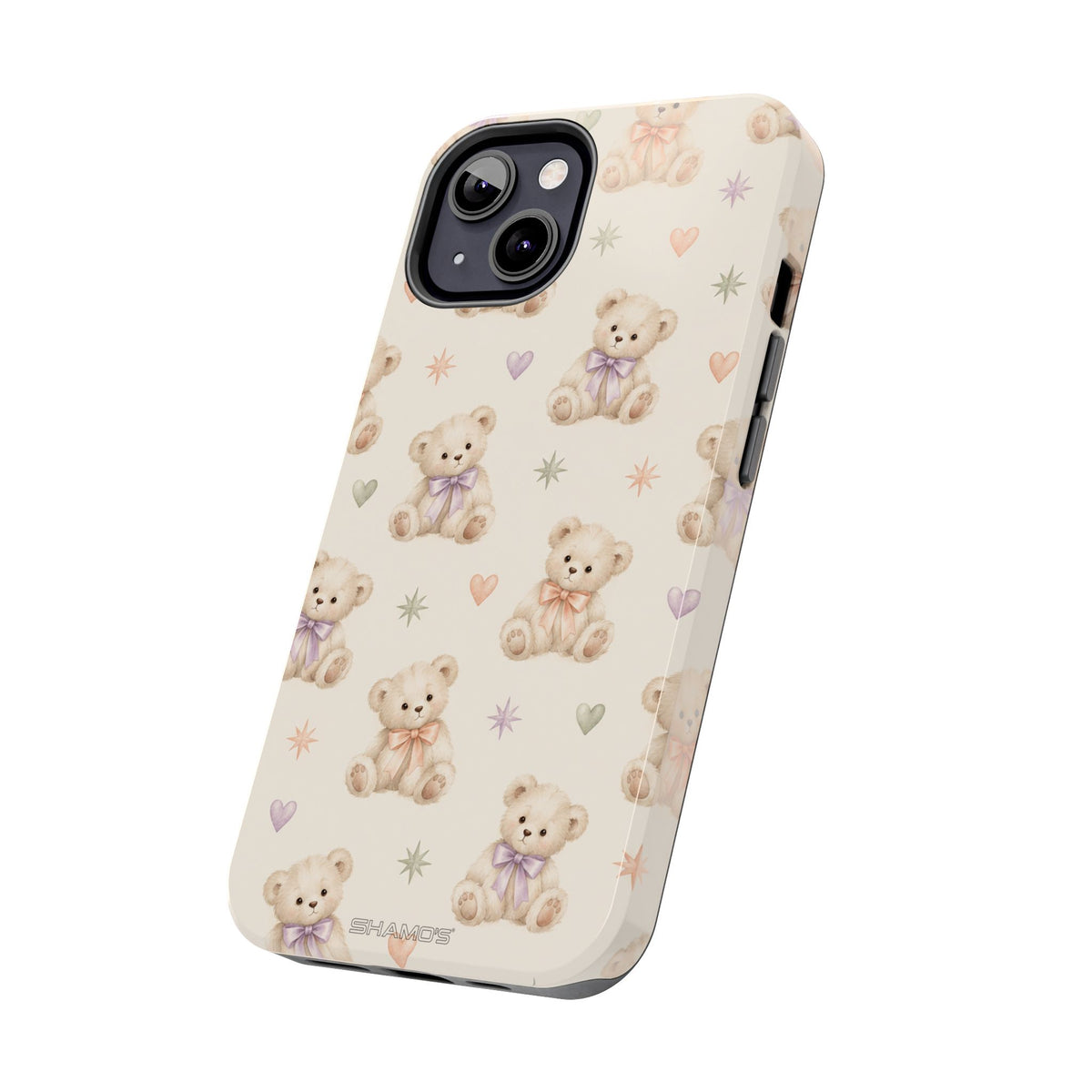 Cute Pastel Bear Impact Phone Case | Heart & Star Kawaii Pattern
