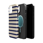 Navy & Cream Ribbed Holiday Sweater Design iPhone Case with MagSafe compatibility  Shamo's