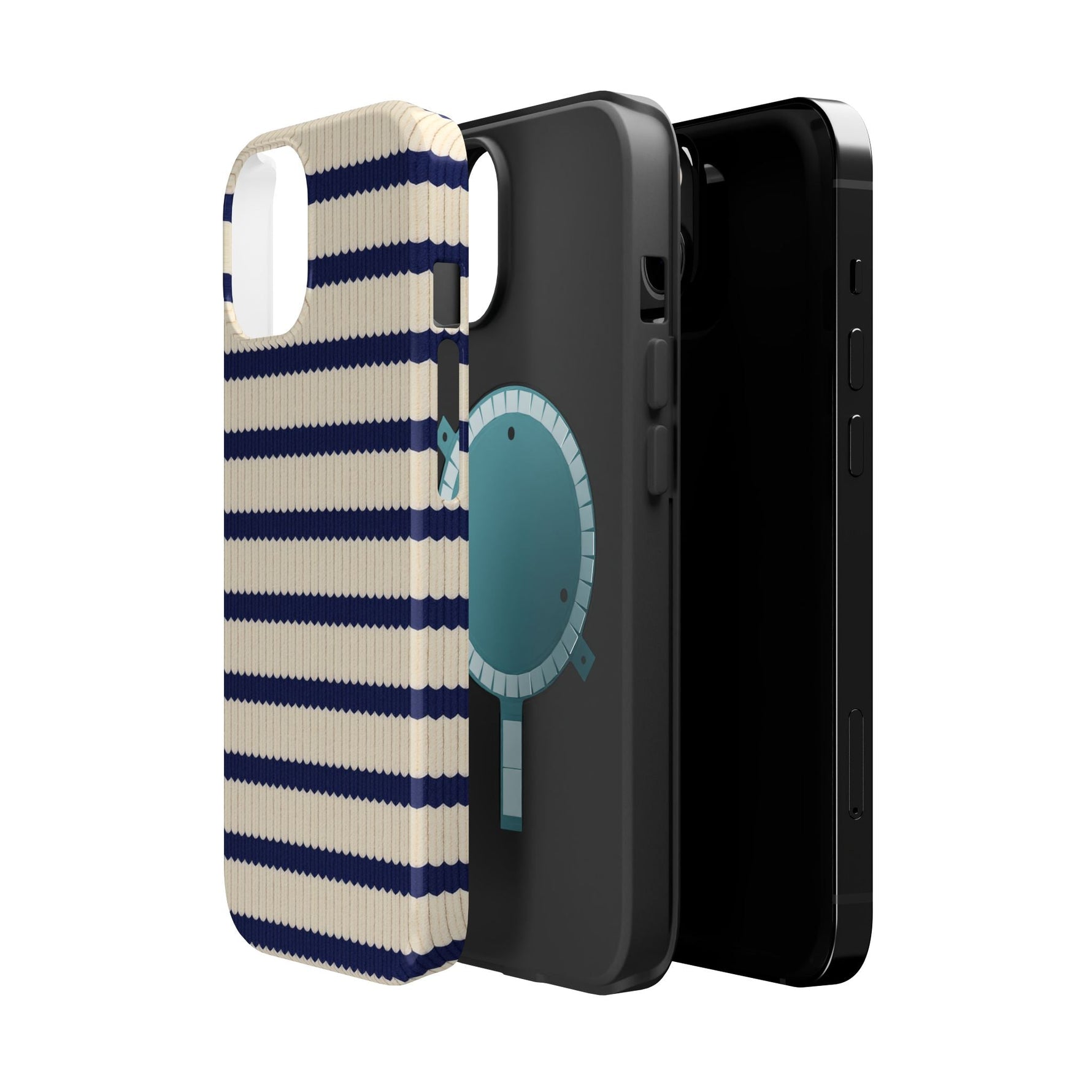 Navy & Cream Ribbed Holiday Sweater Design iPhone Case with MagSafe compatibility  Shamo's