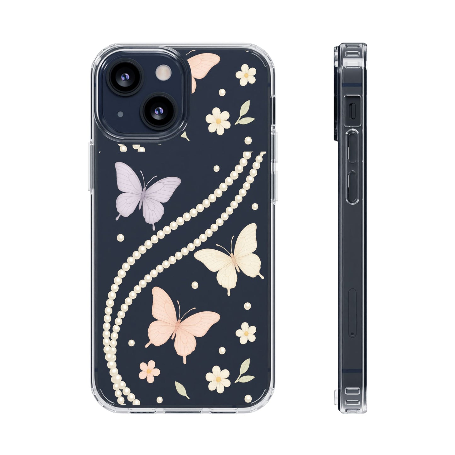 Butterfly Pearl Impact-Resistant Clear iPhone Case - Shamo's