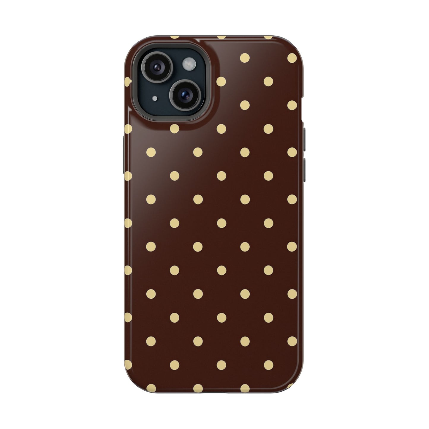 Polka Dot iPhone Case — Brown & Cream Protective Cover with MagSafe compatibility