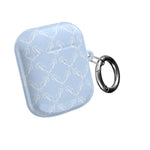 Pastel Blue Bow Pattern AirPod Case — Elegant Bow Pattern Protective Cover