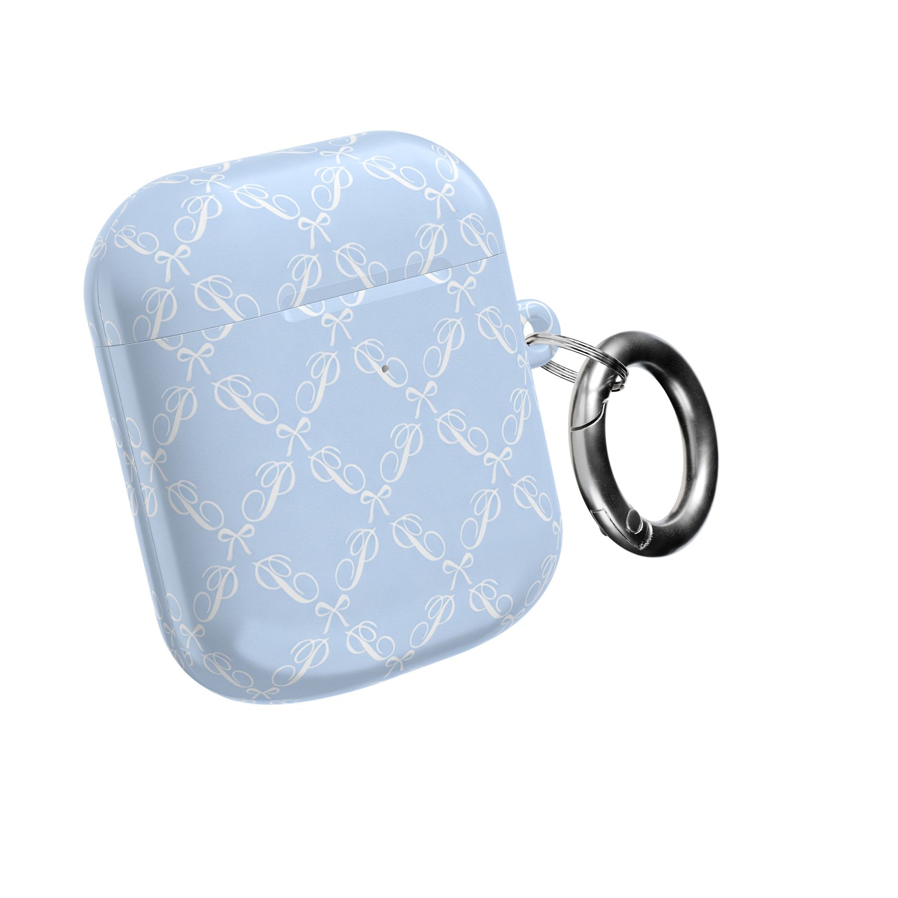 Pastel Blue Bow Pattern AirPod Case — Elegant Bow Pattern Protective Cover