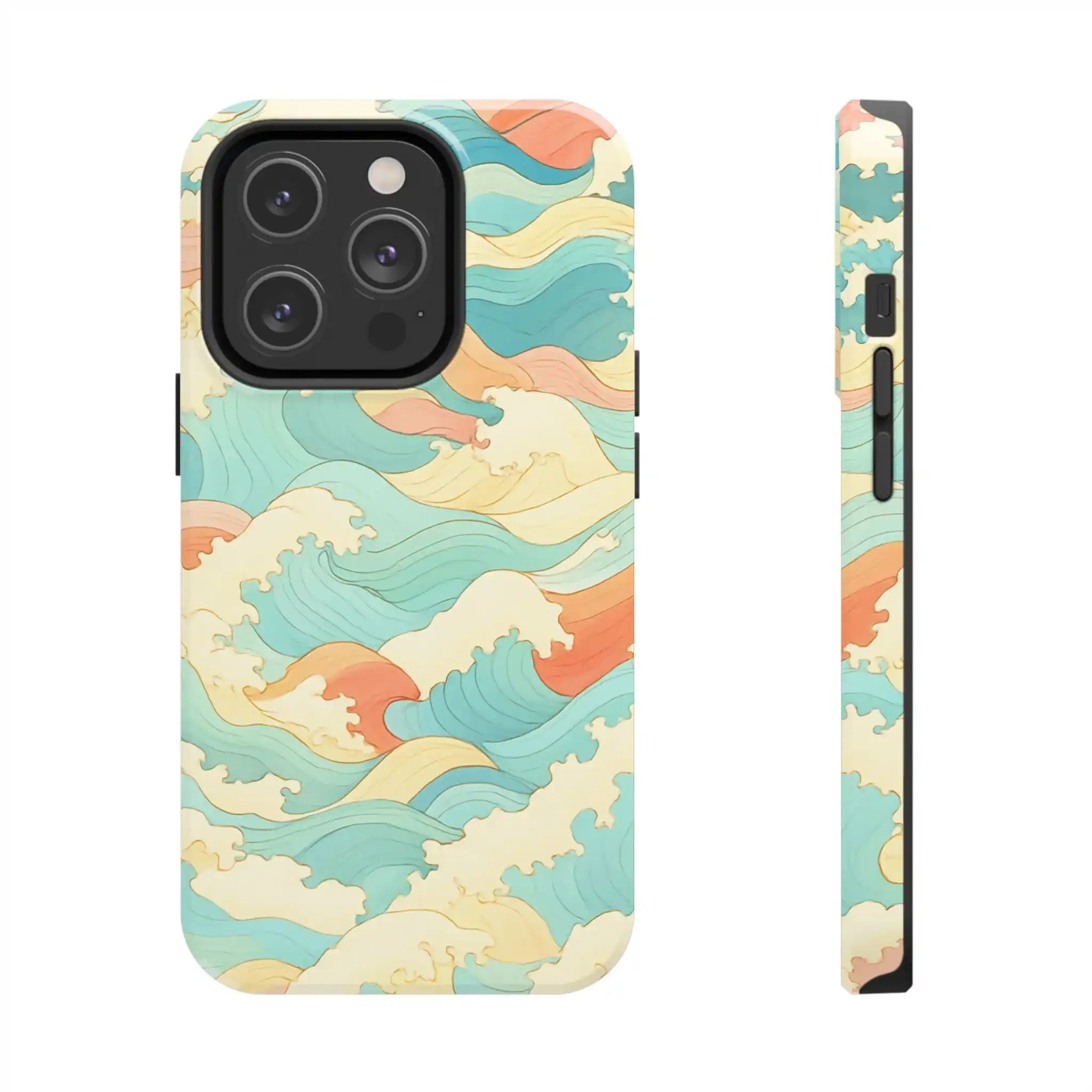 Ocean Wave Tough Phone Case — Pastel Retro Surf Pattern  Shamo's iPhone 14 Pro