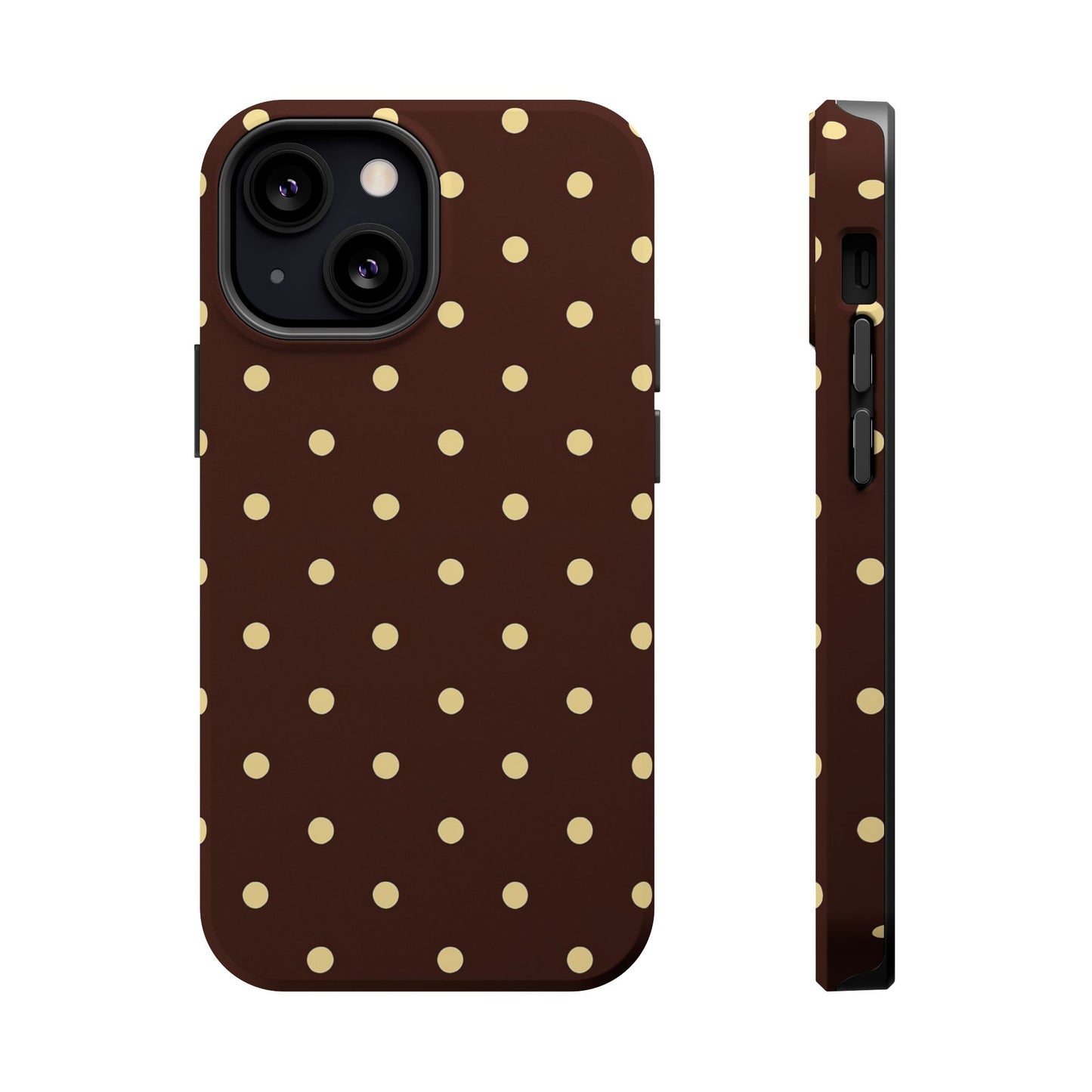 Polka Dot iPhone Case — Brown & Cream Protective Cover with MagSafe compatibility