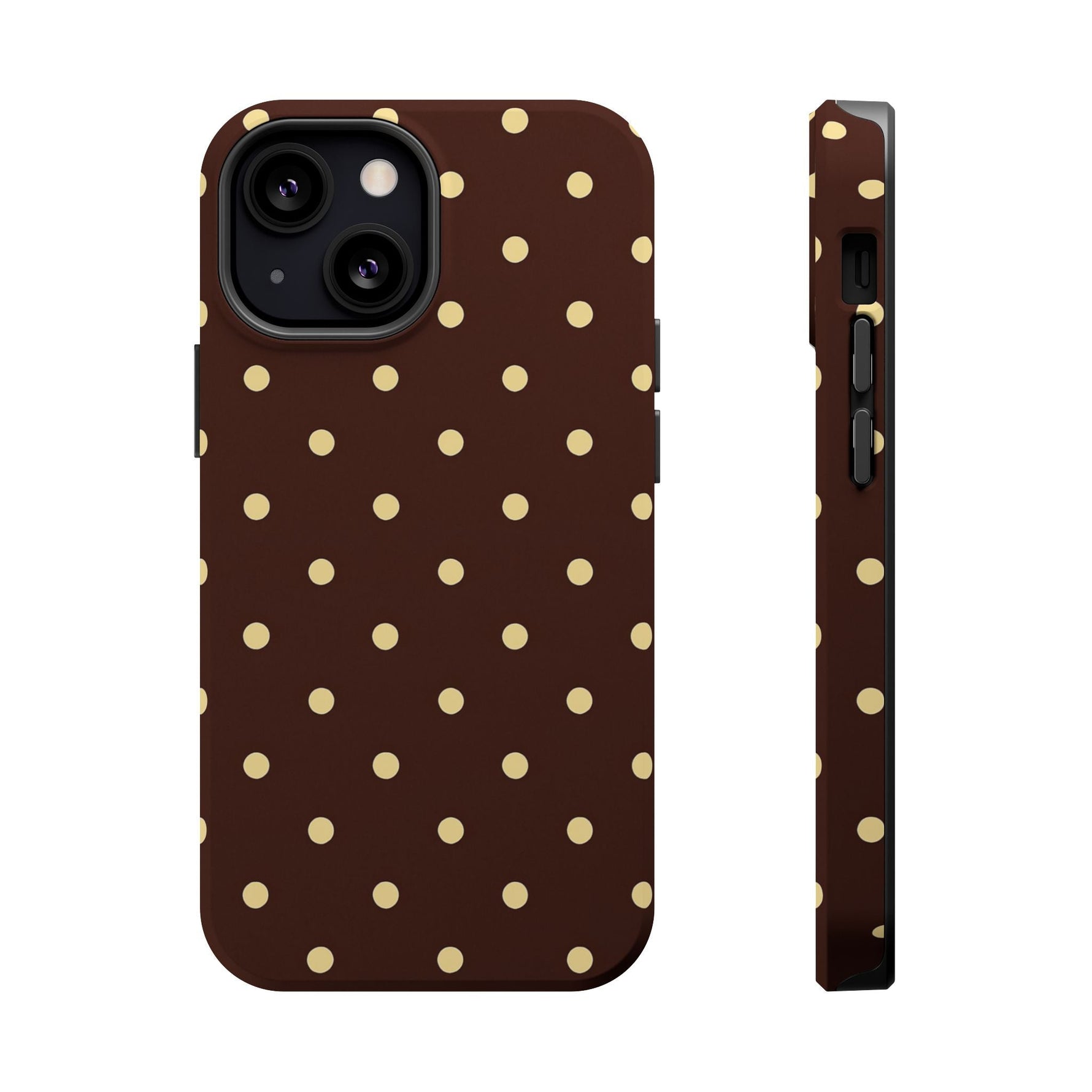 Polka Dot iPhone Case — Brown & Cream Protective Cover with MagSafe compatibility  Shamo's iPhone 13 Mini / Matte