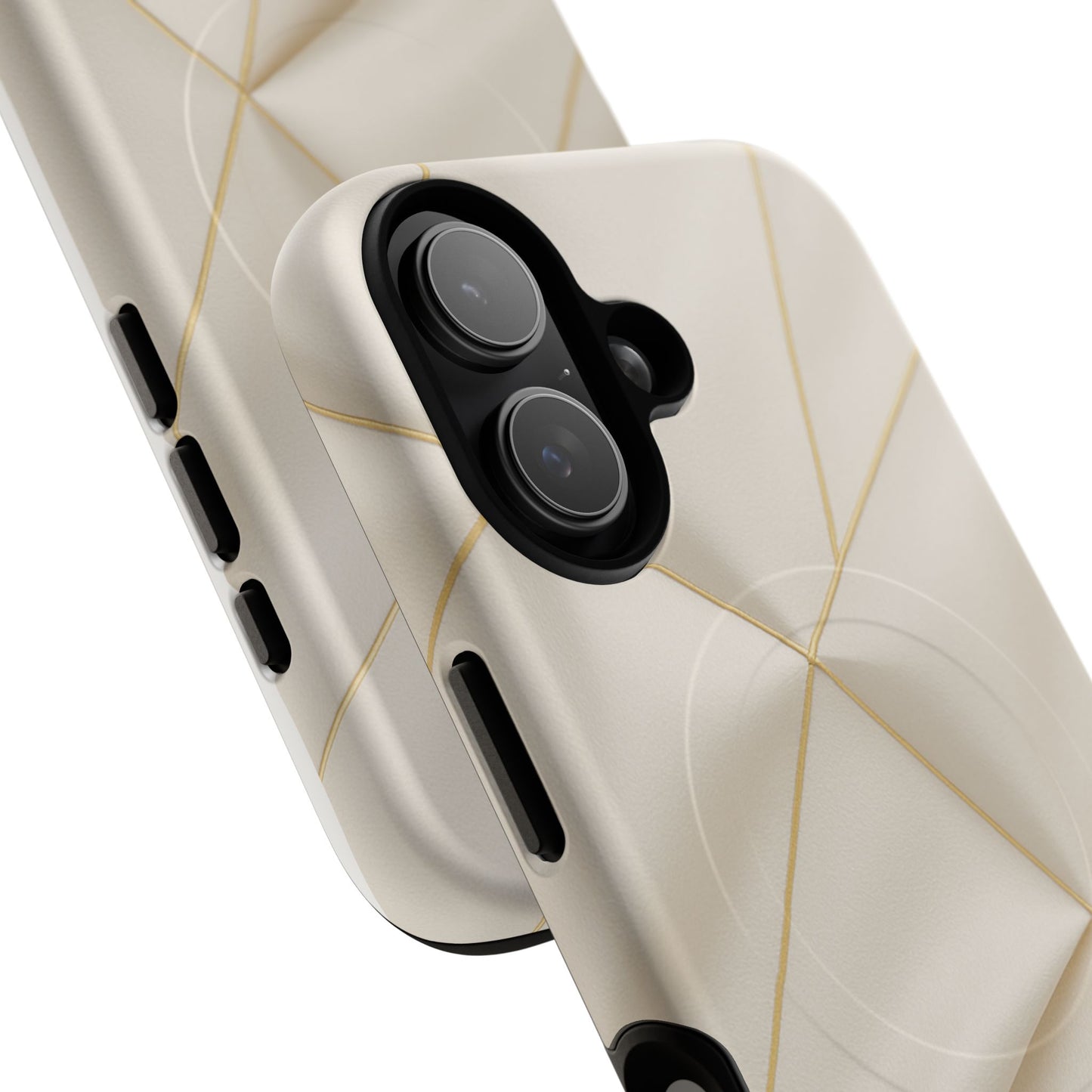 Beige Gold Geometric Luxury Series iPhone Case with MagSafe